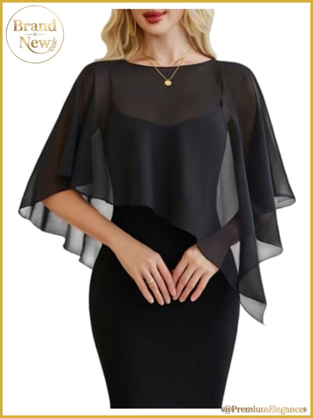 Chiffon Capelet Batwing Sleeve Sheer Wrap Wedding Shawl Cover Up One Size